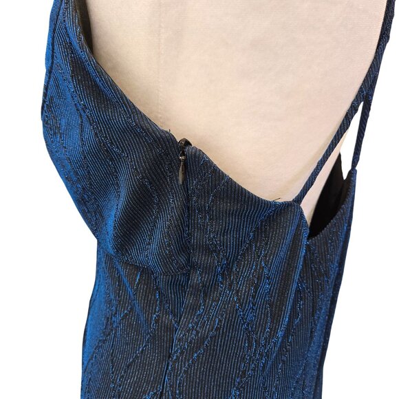 Scott McClintock Metallic Blue Wavy Texture Special Occasion Dress Size 8/10 - Picture 6 of 7